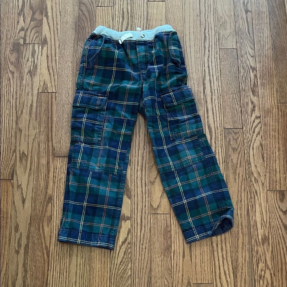 Mini Boden Tartan Plaid Cargo Pants Green Boy’s Sz 7Y